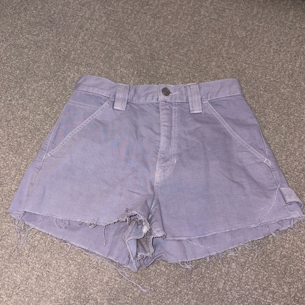 light purple denim shorts